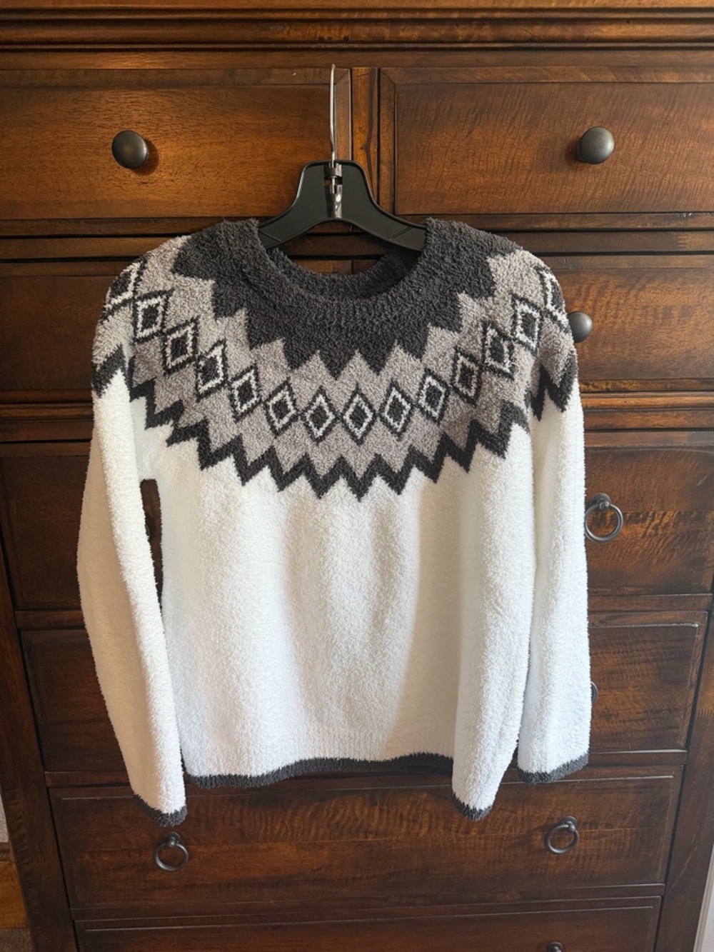 Barefoot Dreams Cozy Chic Sweater in White and Gray